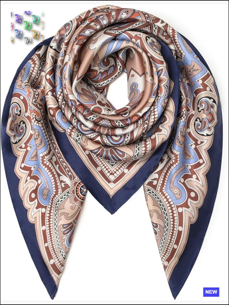43 Inch Oversized Square Silk Scarf Shawl Wrap Multipurpose Use Gift Ready